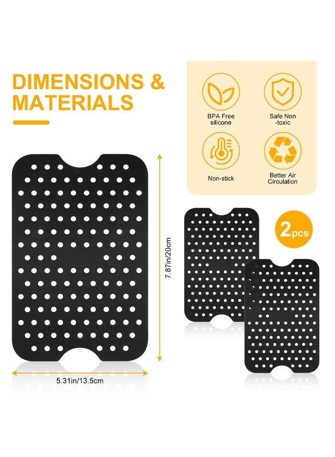 2PCS Silicone Air Fryer Liners, Square Reusable Silicone Mats, Non Stick Air Fryer Mats for Baking, Steaming, Cooking - Image 2
